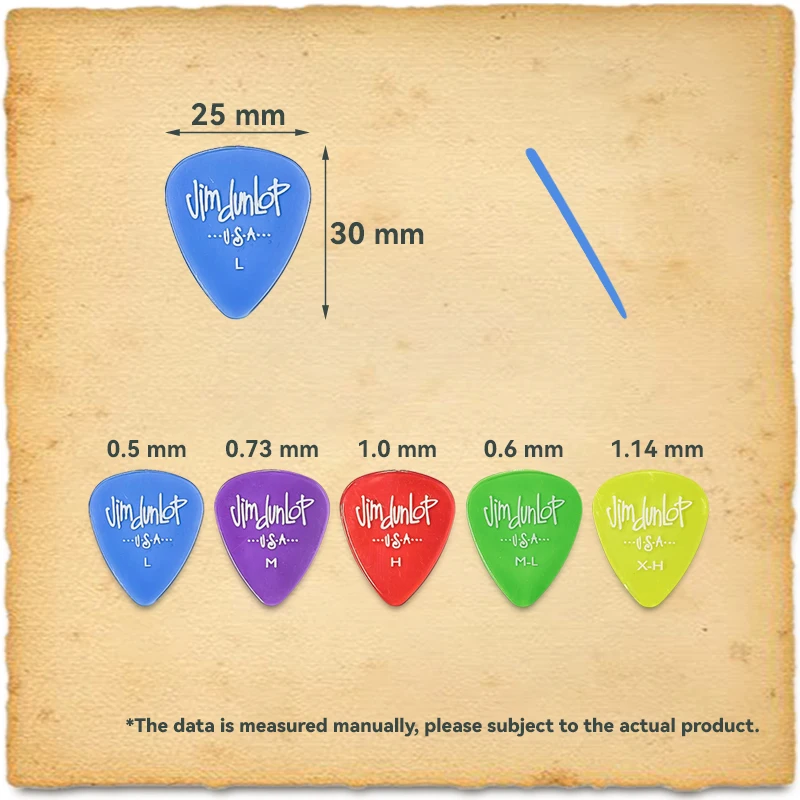 Dunlop Guitar Picks 486R Gels Pick Customized Polycarbonate 0.5/0.6/0.73/1.0/1.14 mm USA Original Guitar Accessories