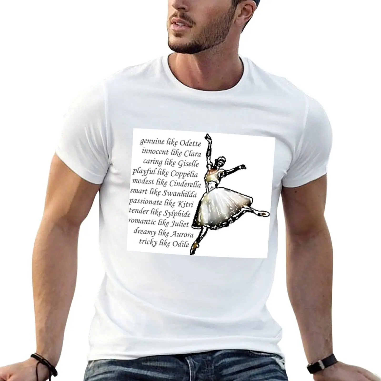 Camiseta con estampado de bailarina con famosos roles de ballet, talla grande, camiseta informal holgada