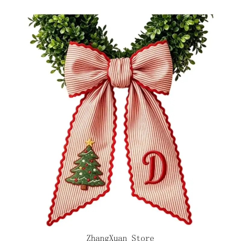 Weihnachtskranz-Schärpenband, langer Schwanz aus Polyesterstoff mit rot-weißen Nadelstreifen für Türen, Bäume und Geschenke, 3 x – Detail 8