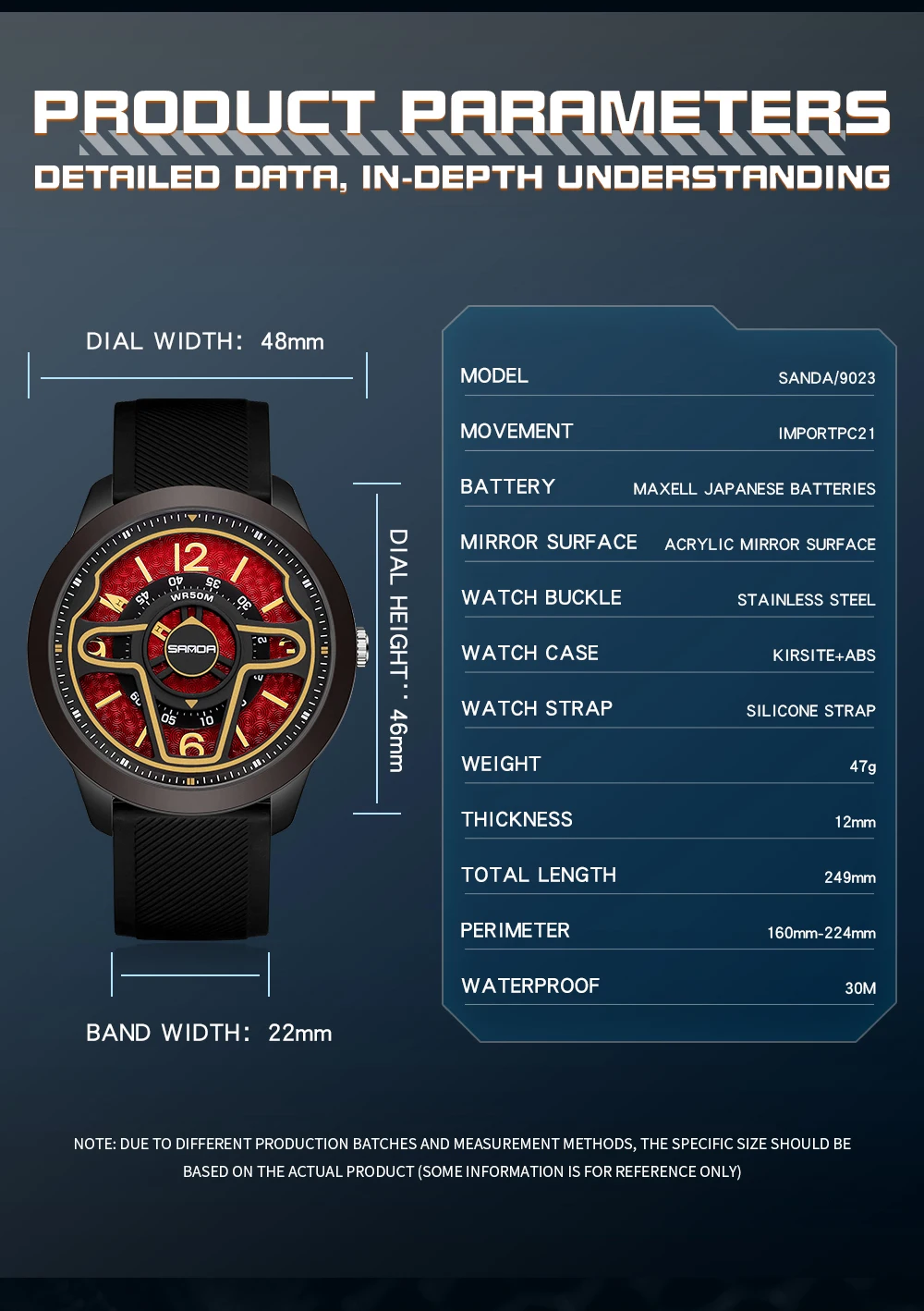 Sanda 9023 الدورية الهاتفي ساعة معصم للرجال ، لينة سيليكون حزام ، 50 متر مقاوم للماء ، حركة الكوارتز ، تصميم فريد من نوعه ، نموذج جديد ، الأعمال