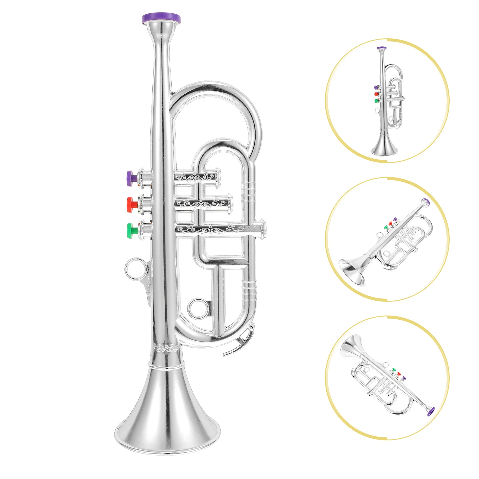 Set De 3 Instrumentos De Viento Musicales Para Niños – Saxofón, Clarinete Y Trompeta Con Teclas De Colores, Fáciles De Tocar (Oro)