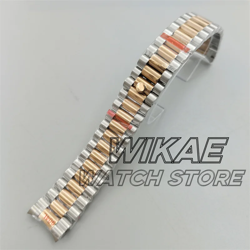 20mm New Solid Curved End Screw Links Deployment Clasp Stainless Steel Wrist Watch Band Bracelet President Strap Silver Gold Ros