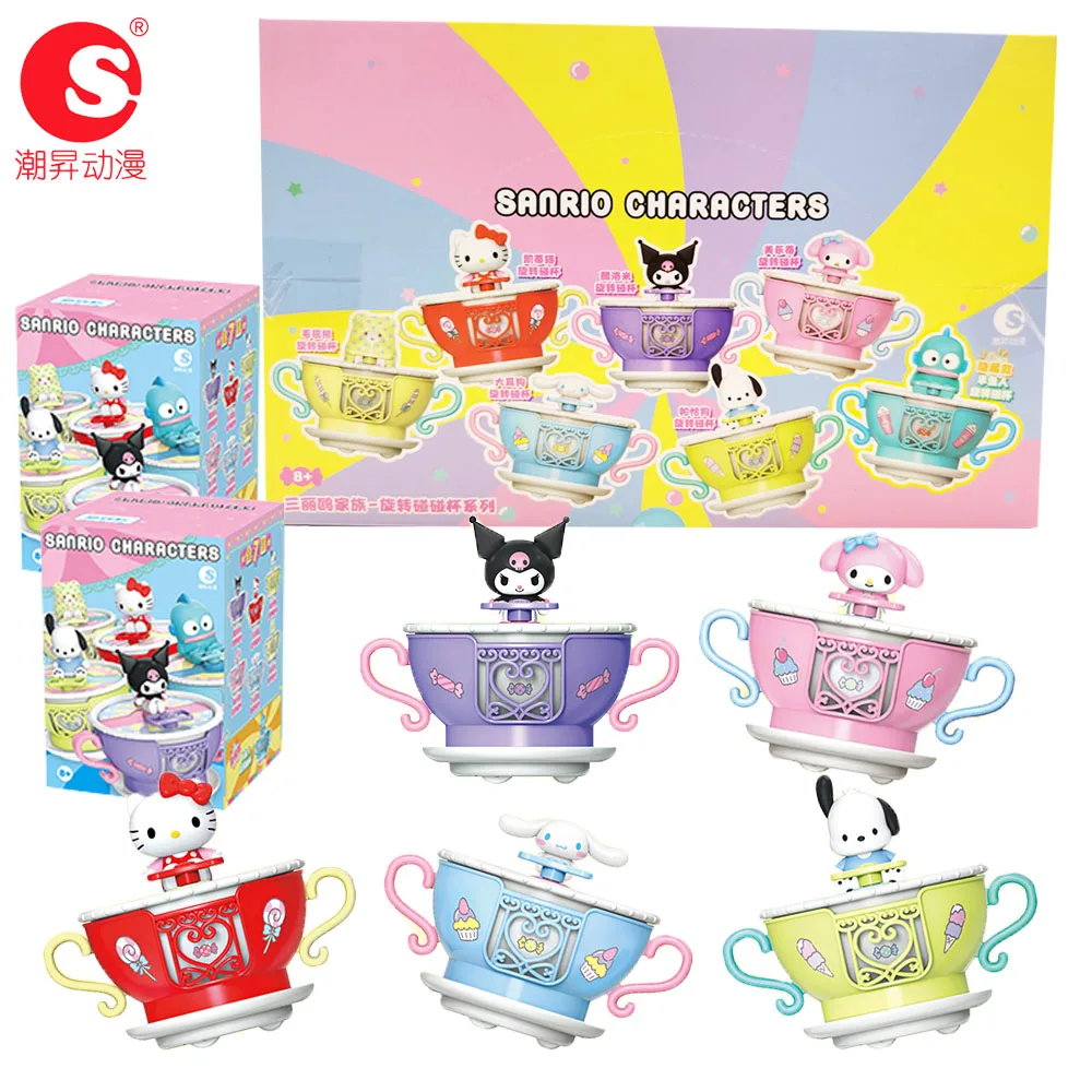 

New Sanrio Characters Rotating Touch Cup Series Blind Box Toys Hangyodon Kuromi Desktop Ornaments Model Decor Gifts for Friend