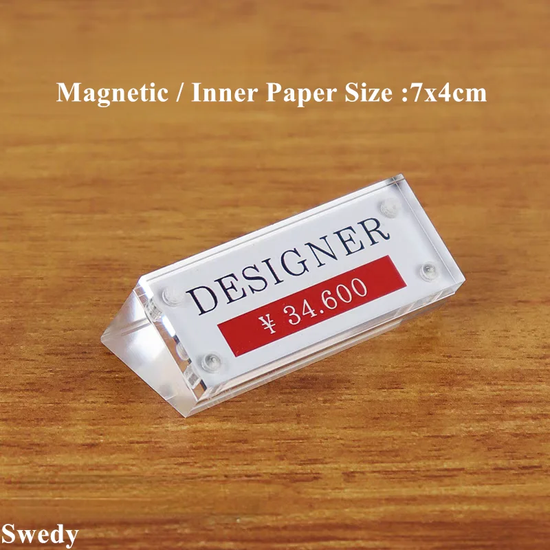 Mini Magnetic Clear Acrylic Sign Holder Display Stand Plastic Name Card Holder Price Card Tag Menu Label Holder Stand