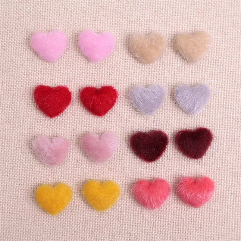 Winter style 200pcs/lot color print fur decoration handmade cartoon hearts shape cabochon diy jewelry garment hair accessory