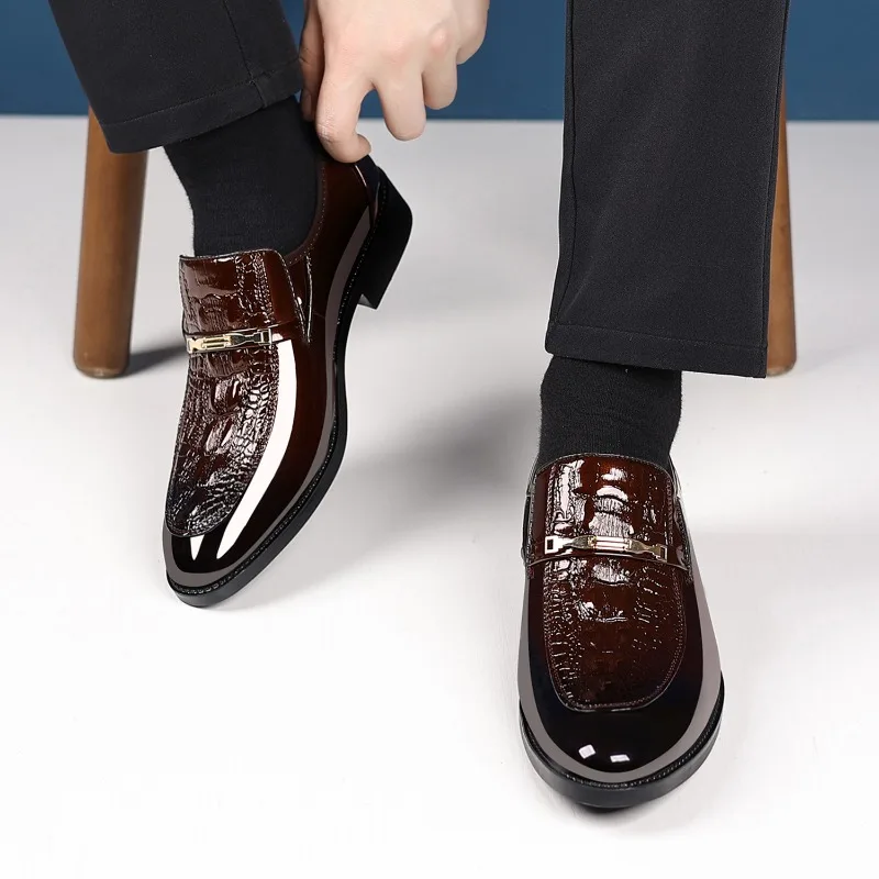 Luxury Men Dress Shoes Crocodile Leather Business Casual Shoes for Men Wedding Party Shoes High Quality Slip on Loafers Big Size - Image 3
