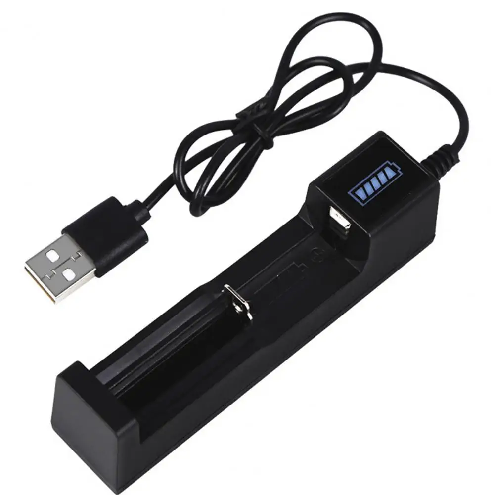 USB Battery Charger Compatible Lightweight Black Universal Smart Charger for 18650/14500/10440 Travel