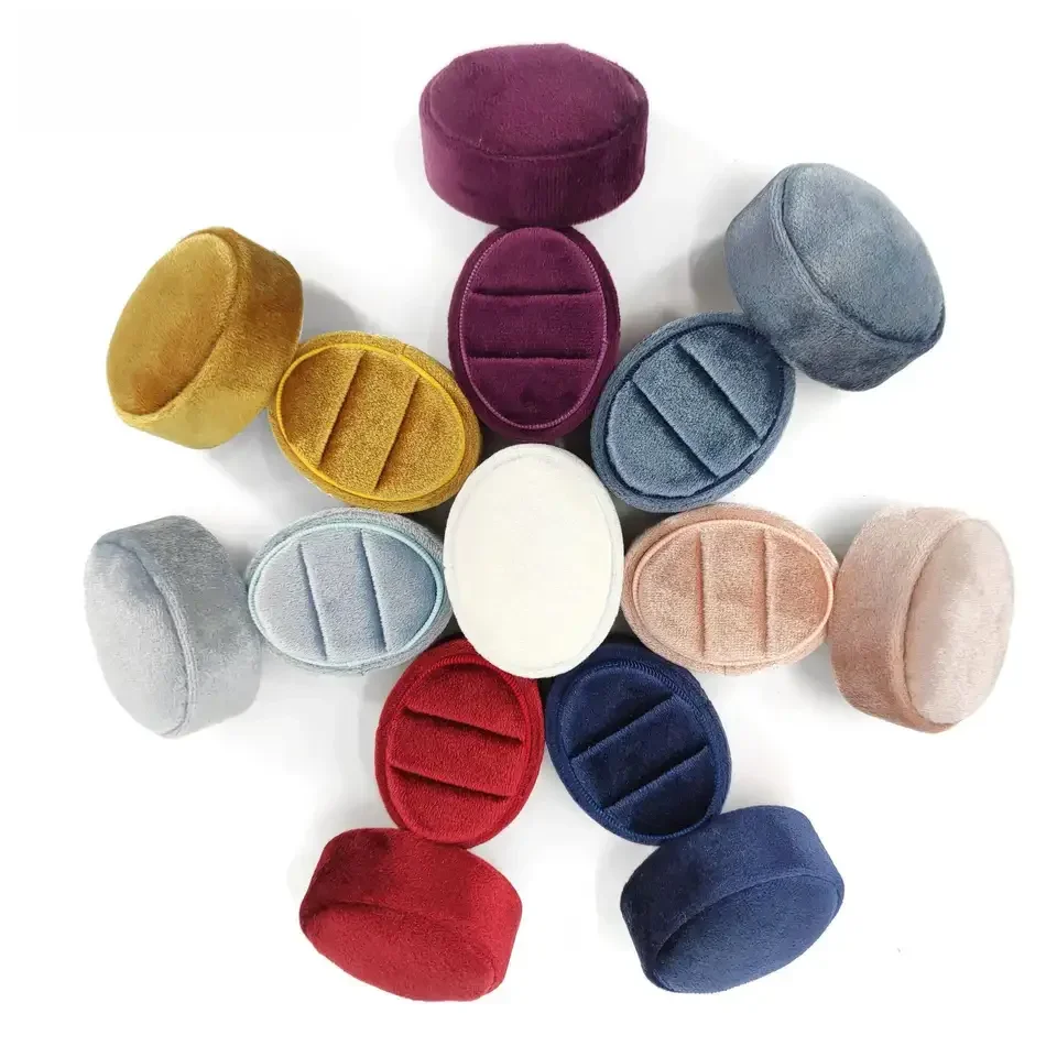 Multi-Colors Oval Ring Box Luxury Jewelry Packaging Display Wedding Rings Holder Earrings Holder