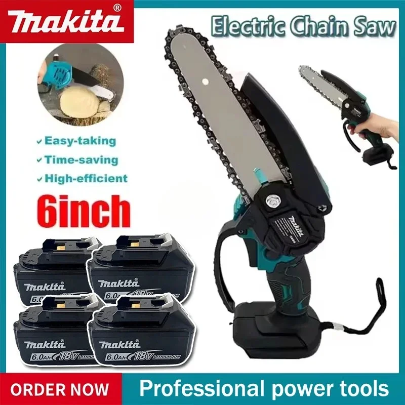 

Электрическая цепная пила Makita 6 дюймов для распиловки древесины, ручная портативная садовая пила для обрезки деревьев, электроинструмент