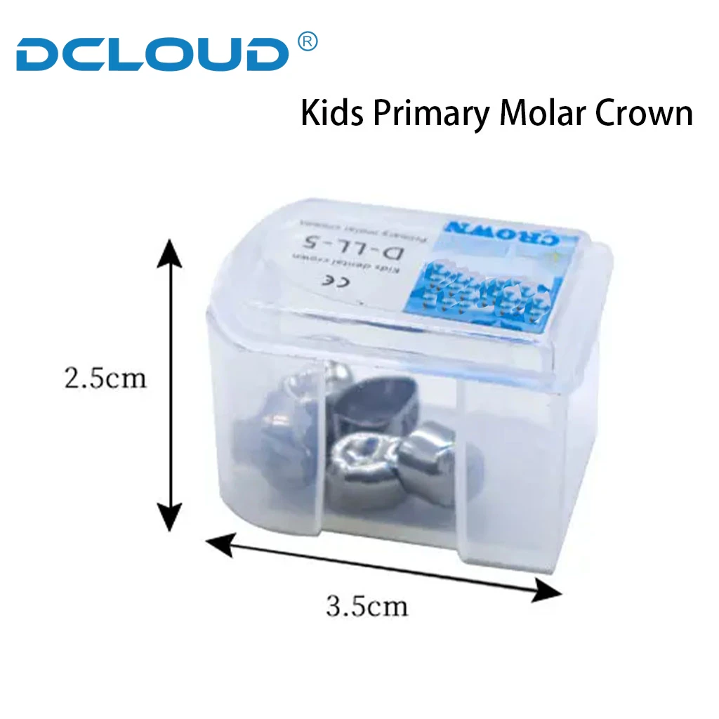 5 szt./pudełko korona dentystyczna dzieci wstępnie uformowane molowe ze stali nierdzewnej tymczasowe korony pierwotne zęby trzonowe uzupełnianie dzieci 1. 2. D2-D7