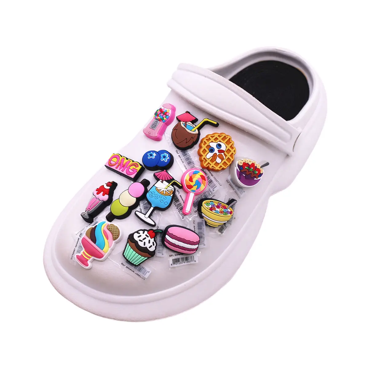 1pcs Original Food PVC Shoe Charms Accessories Macarones Lollipops Ice Cream Shapes Shoe Buckle Decorations for Kids Party Gifts