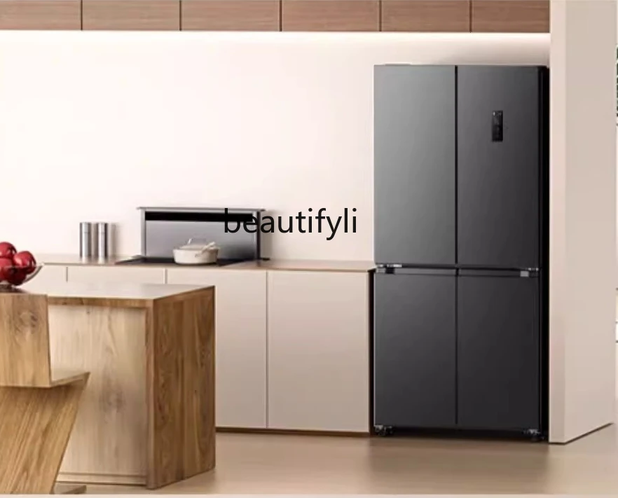 

Large capacity cross folio double open four door household ultra-thin embedded refrigerator