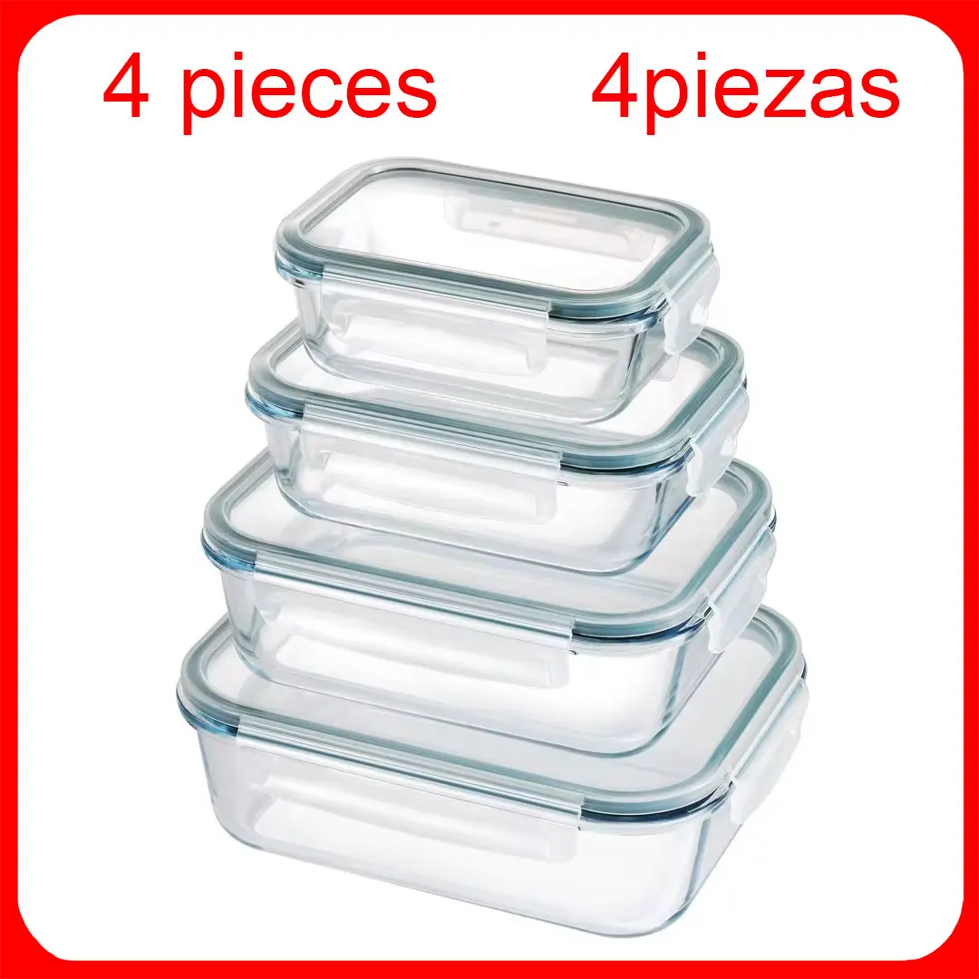Set 4 Recipientes Rectangulares de Borosilicato (1,77 €/ud)