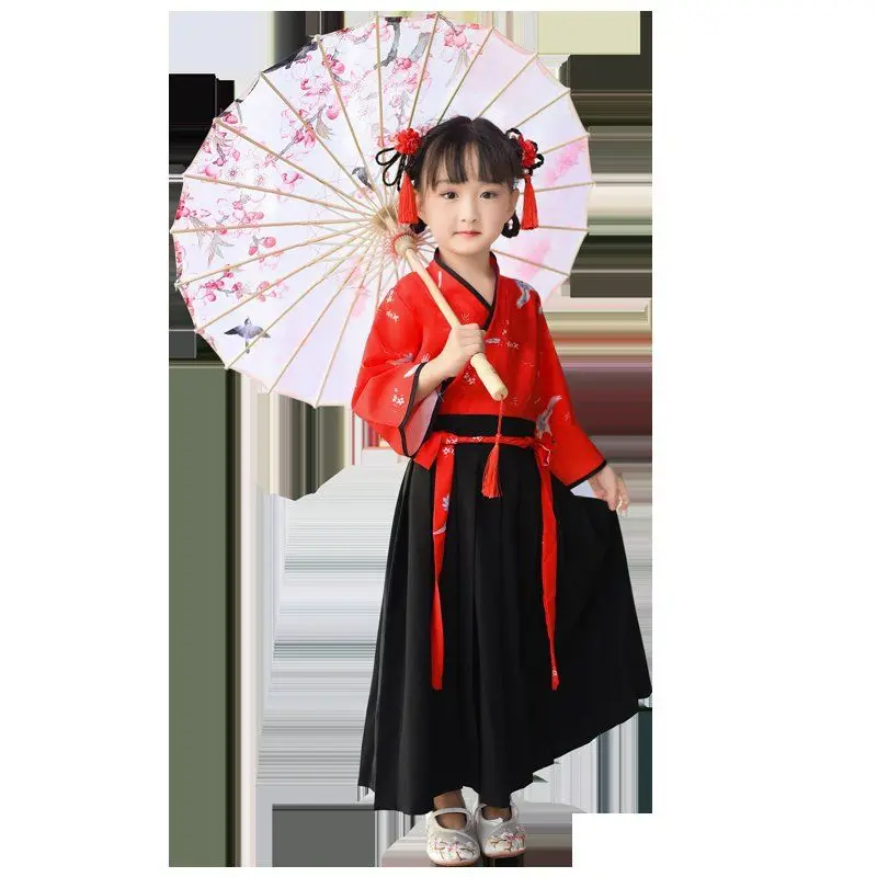 ‌ مجموعة الفتيات Hanfu Ruqun - فستان الأميرة الصيني التقليدي الجديد لعام 2025 للأطفال زي تانغ زي الحكاية الخيالية للفتيات