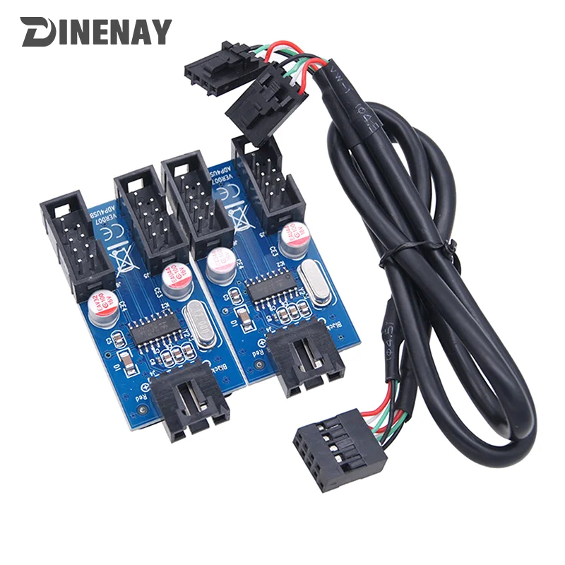 USB2.0 Multiplier USB 9 Pin Interface Header Wiring Motherboard Extension Splitter 1 To 2/4 Cable Desktop Connector Adapter Port