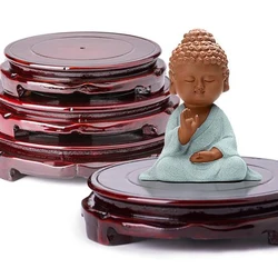 Real Solid Wood Carving Vase Base Stone Buddha Flowerpot Wood Carving Base