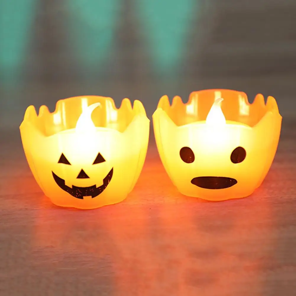 Skull Accent for Fireplace Halloween Led Pumpkin Candle Lights Set for Indoor Outdoor Fall Decor 6 Pack Flameless for Halloween