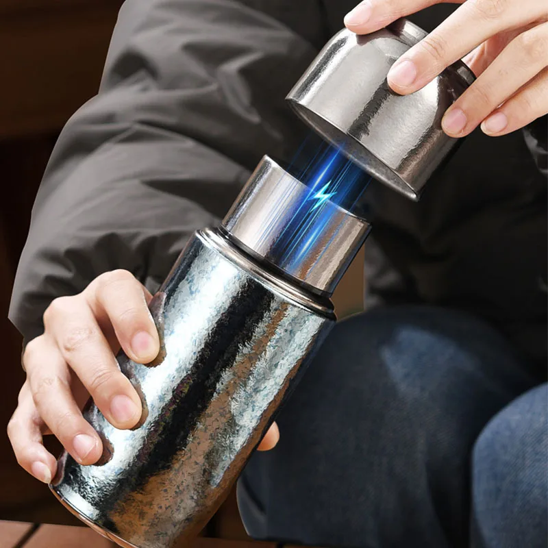 330/450ml Pure Titanium THERMOS CUP With Filter And Magnetic Lid,2 lids,Double-layer,Antibacterial,Gifts,Business Water Bottle
