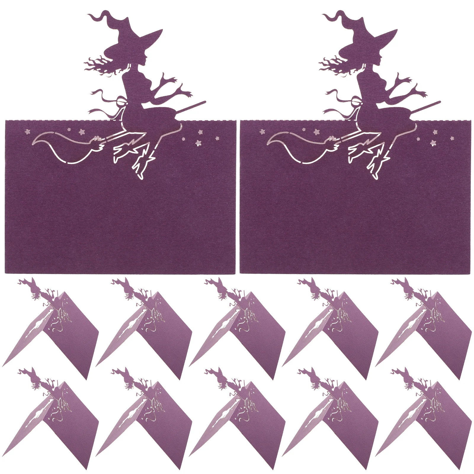 

50Pcs Witch Theme Table Name Cards Smooth Edge Paper Place Cards for Halloween Party Banquet Seating Arrangement Decoration