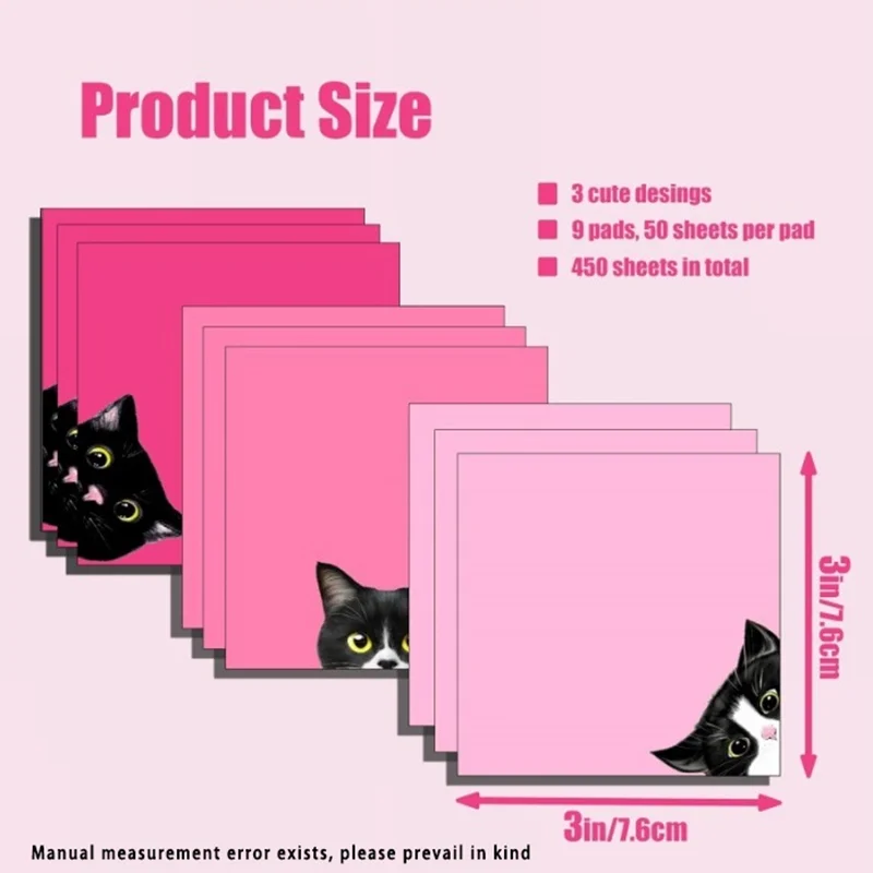 Pet-themed Sticky Note Books | Colorful Cat/Dog Sticky Notes | Strong Adhesion | Solid-Color Sticky Notes | Cute Sticky Notes