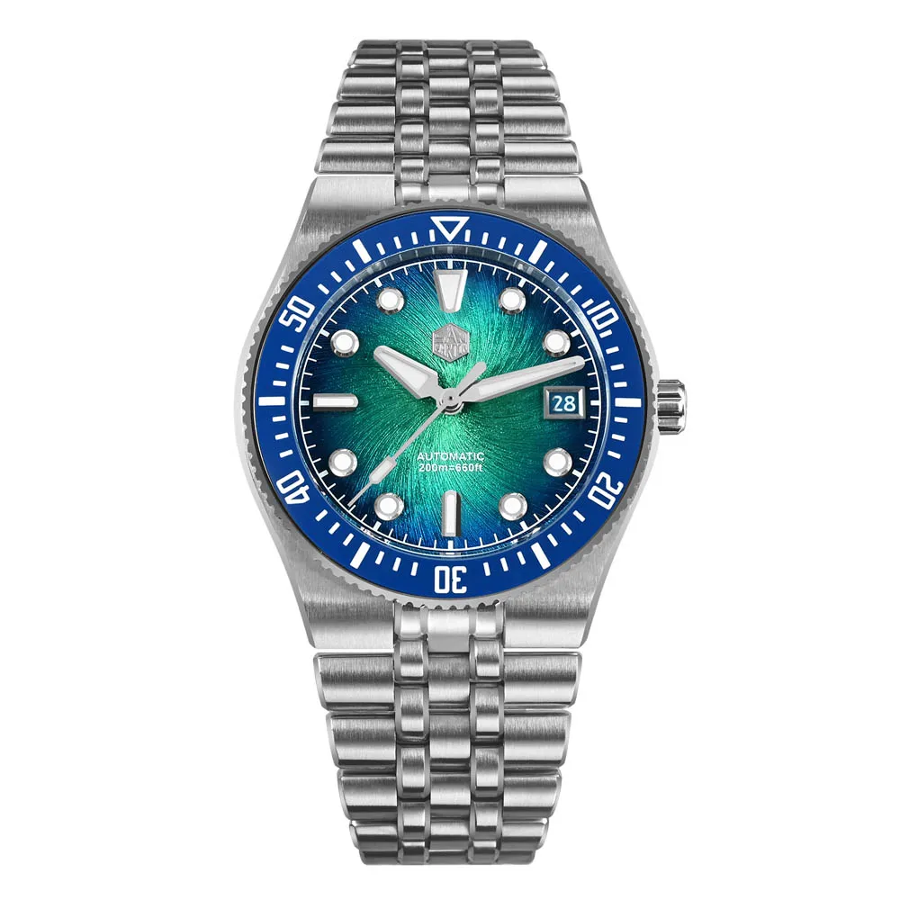 San Martin 40mm Enamel Spiral Dial Integrated Bracelet Men Diver Watch Miyota 9015 Automatic Mechanical Waterproof 200m SN0148 image 3