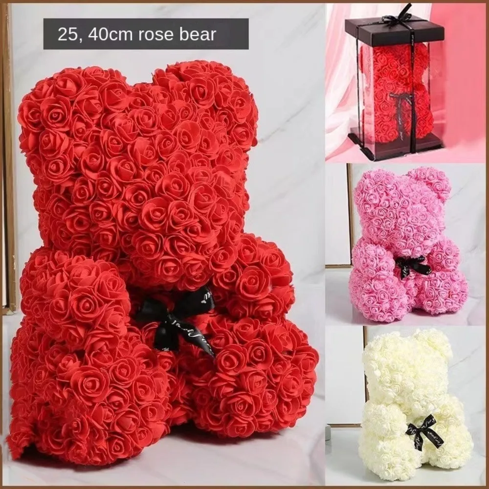 New PE Foam Rose Bear Eternal Rose 25cm Valentine's Day Gift Anniversary Artificial Flower Party Decoration Mother's Day