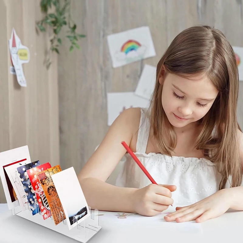 3 ชิ้น 12 ชั้นอะคริลิคการ์ดอวยพรขาตั้งจอแสดงผล Clear Card ขาตั้งง่ายต่อการประกอบโปสการ์ดสติกเกอร์ผู้ถือบัตร