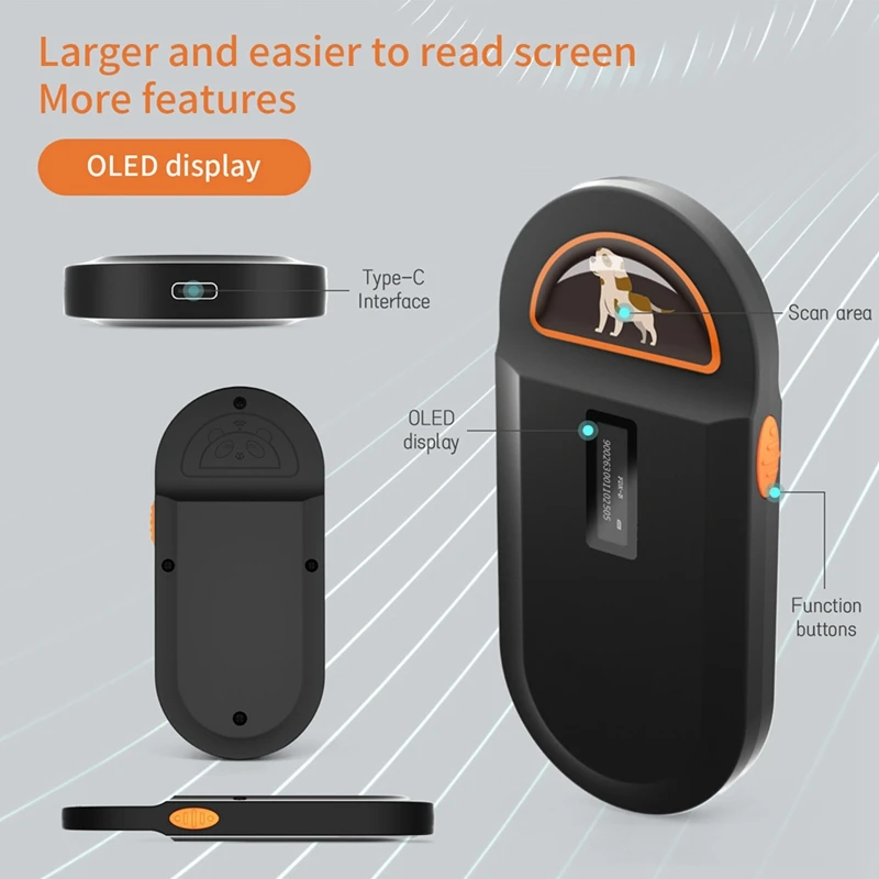 134.2Khz RFID Reader Pet Microchip Scanner Portable Animal Chip Reader For Animal ID Number Identification
