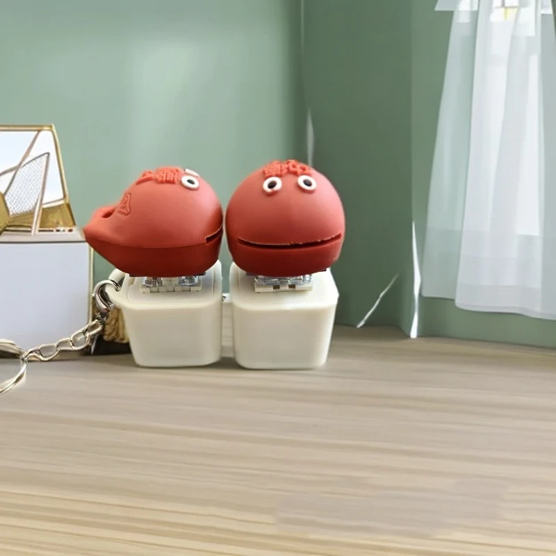 Rechargeable animal wooden fish sound keychain voice button keychain decompression sound keychain 목탁키링