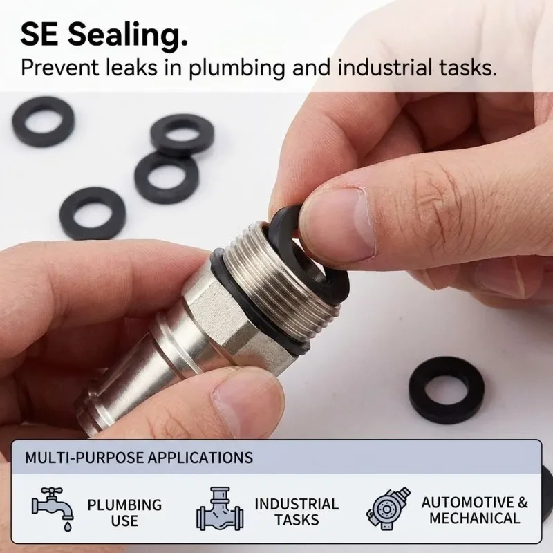 Rubber Sealing Gaskets for Shower Hose Waterproof Anti Leak Rubber Washer Rings Replacement Seals for Bathroom Shower Pipe