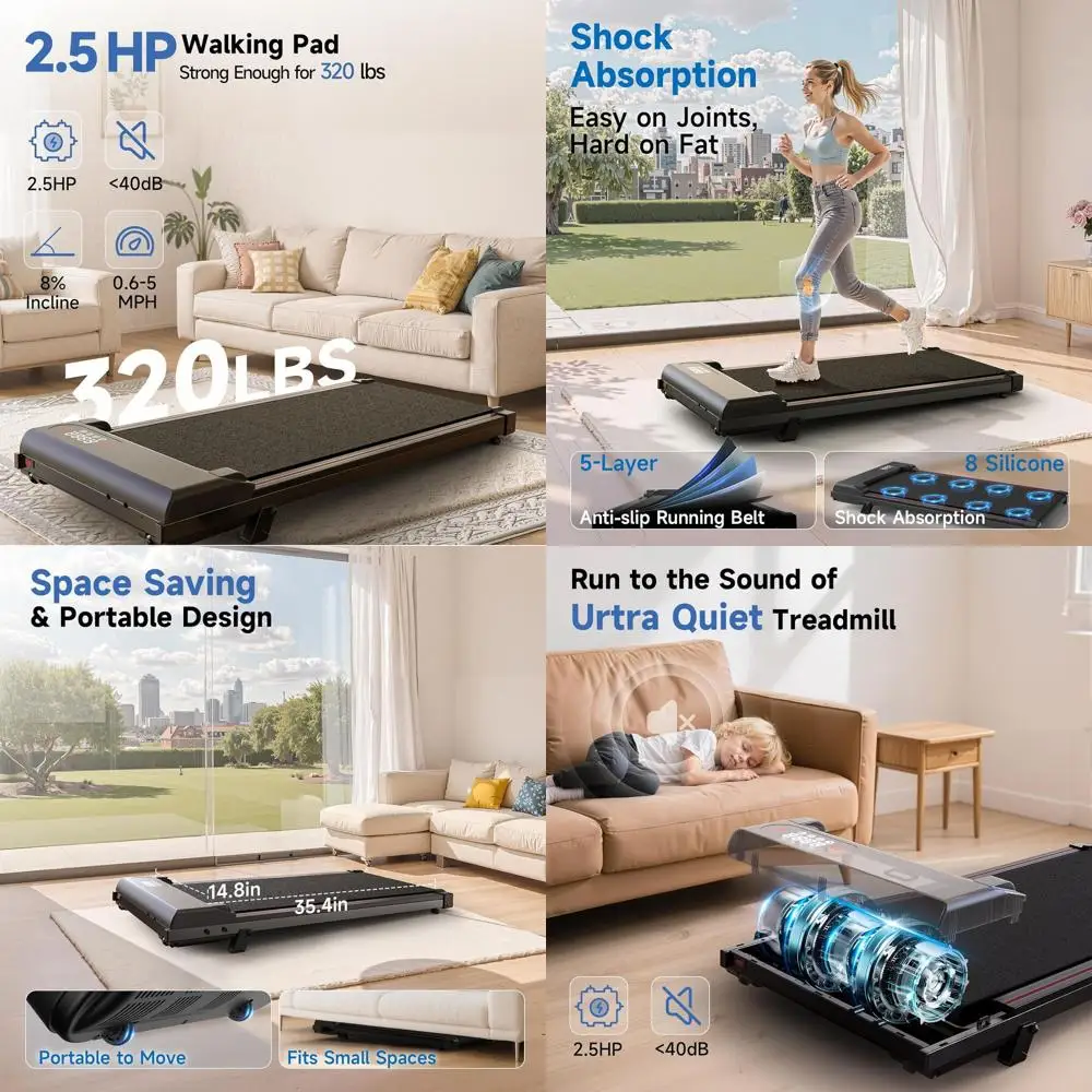 

3-in-1Under-Desk Treadmill, Ultra Quiet lt40dB, 2.5HP, Portable for Home/Office, Wide Belt, 330LB Capacity, Remote & LED Display