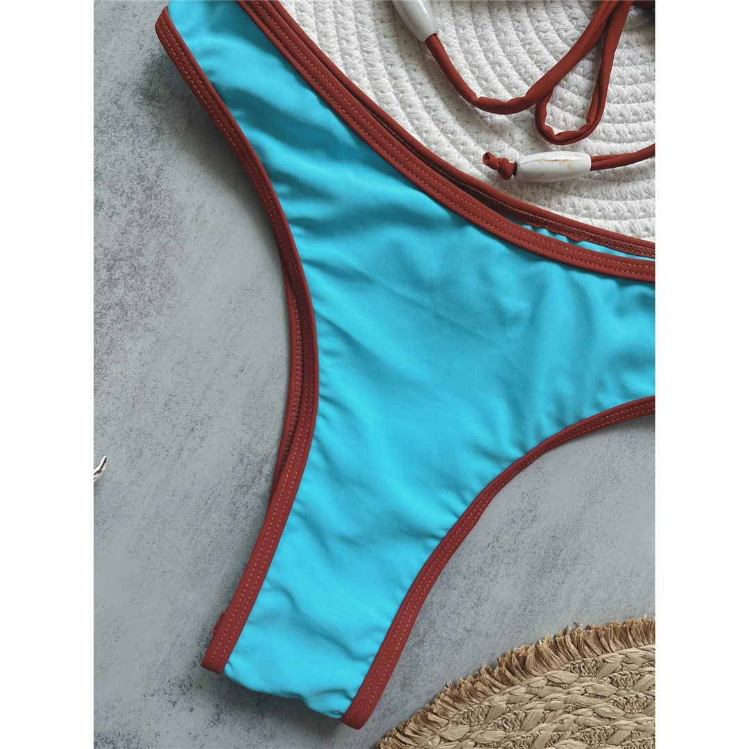 Bandeau-Bikini mit Knoten und hohem Beinausschnitt, brasilianischer Stil, Damen-Badeanzug, zweiteiliges Bikini-Set, Badebekleidung, Badeanzug, Modell V6402. – Detail 6
