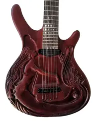 Hand Made Carved Electric guitar with Fairy Design Natural Wood Body Black Hardware