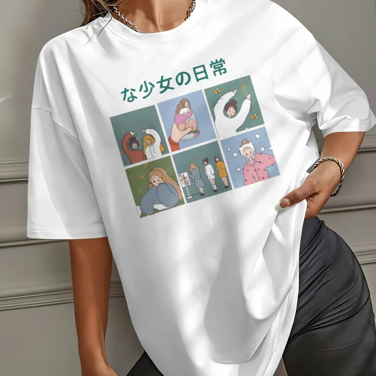 

B7206-Normal Print Women T Shirt Harajuku Streetwear Aesthetic Graphic Tee Short Sleeve Funny Female Tops Clothes