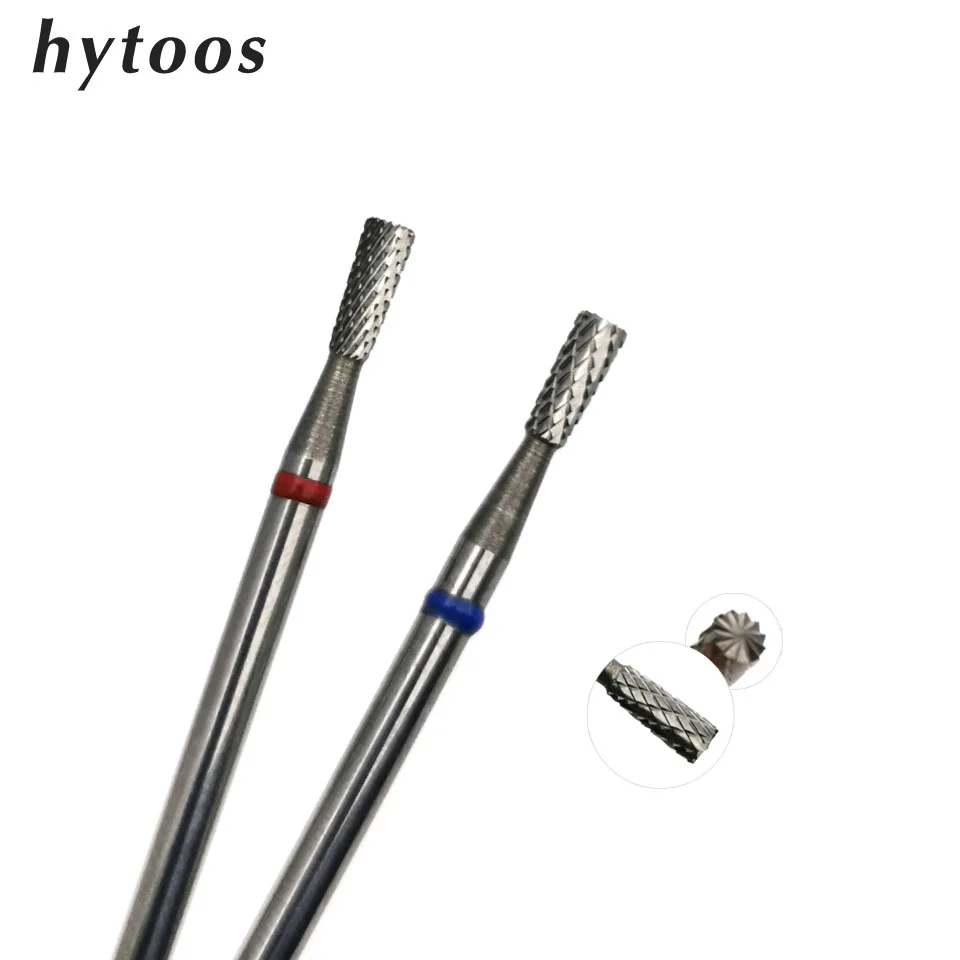 HYTOOS Brocas cónicas invertidas (corte R) Broca de carburo para uñas 3/32 para manicura, limpieza de cutículas, accesorios para equipos de decoración de uñas