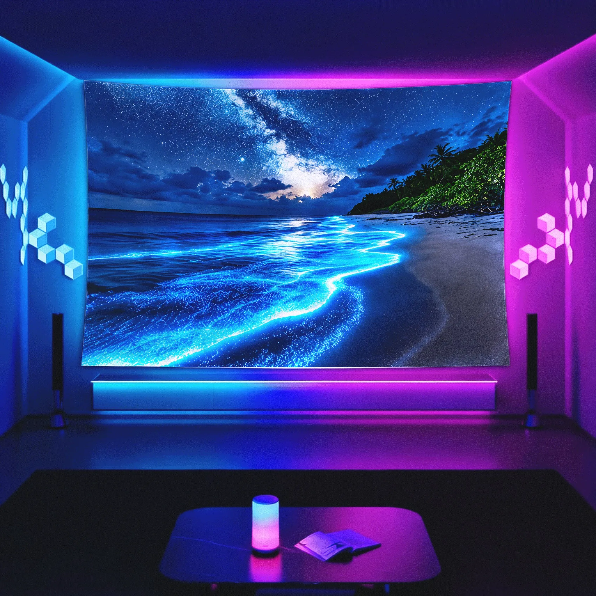 Stunning Galaxy Milky Way Tropical Beach Tapestry Wall Hanging Decoration Poster for Bedroom Living Room Cosmic Space Polyester