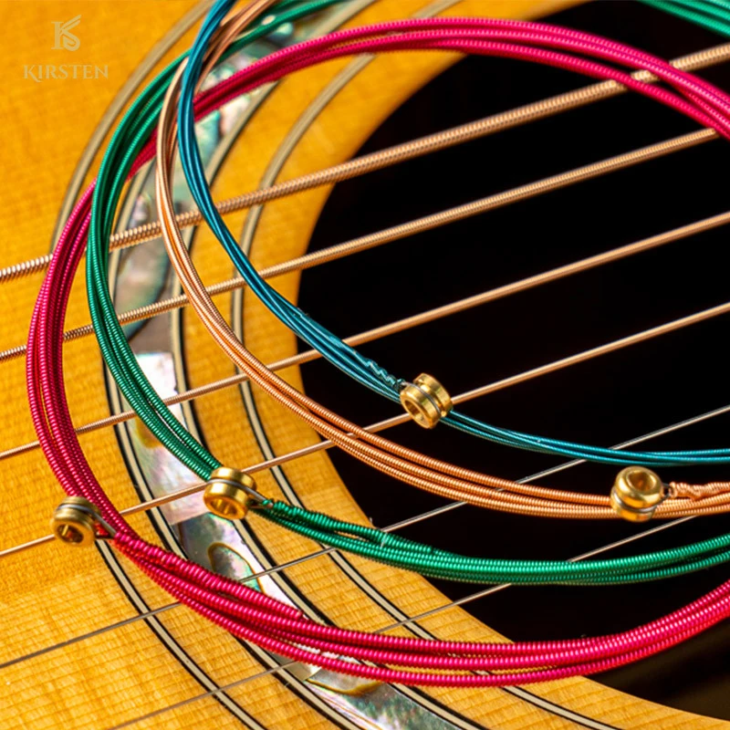 Colorful Acoustic Guitar Strings Hexagonal Steel Core Anti-Rust Bright Tone Strings For Guitar Accessories For Beginners