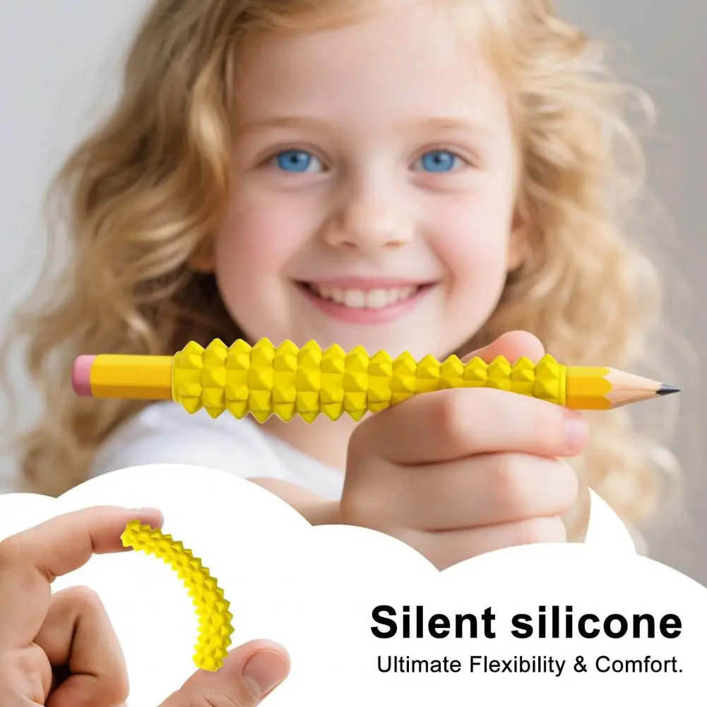 

4Pcs Textured Silicone Pencil Grips For Stress Relief Sensory Fidget Sleeves Quiet Classroom Fidget Tool For Home Office Travel