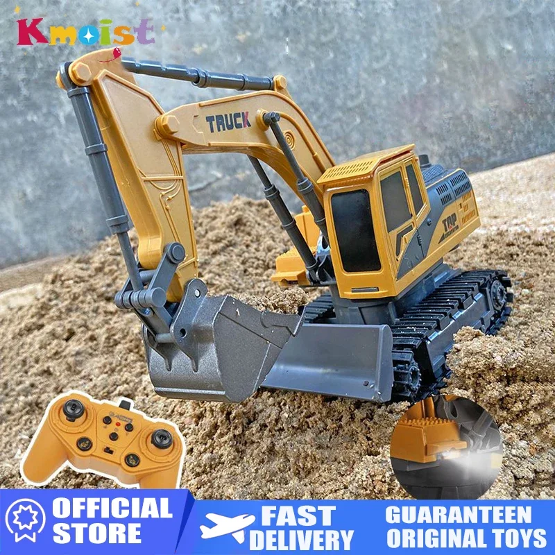 1:20 2.4G RC Engineering Vehicle 11CH Remote Control Excavator Alloy Children Toy Car Crawler Truck Toys for Boys Kids Xmas Gift