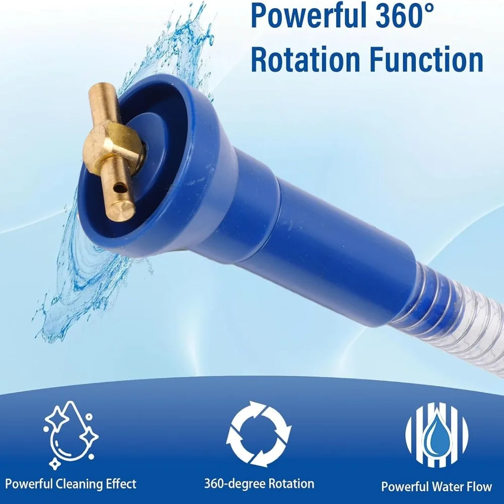 48 Inch Length RV Cleaning Wand Ball Valve Switch 360 Rotating Nozzle Tank Cleaning Wand 3/4 Inch Inlet Thread
