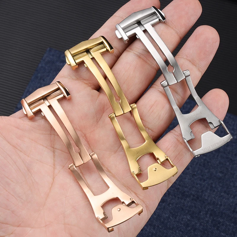 Stainless Steel Watch Buckle for Omega Watch Band 20mm 18mm Clasp Leather Metal Deployment Button Folding Buckles Accessories