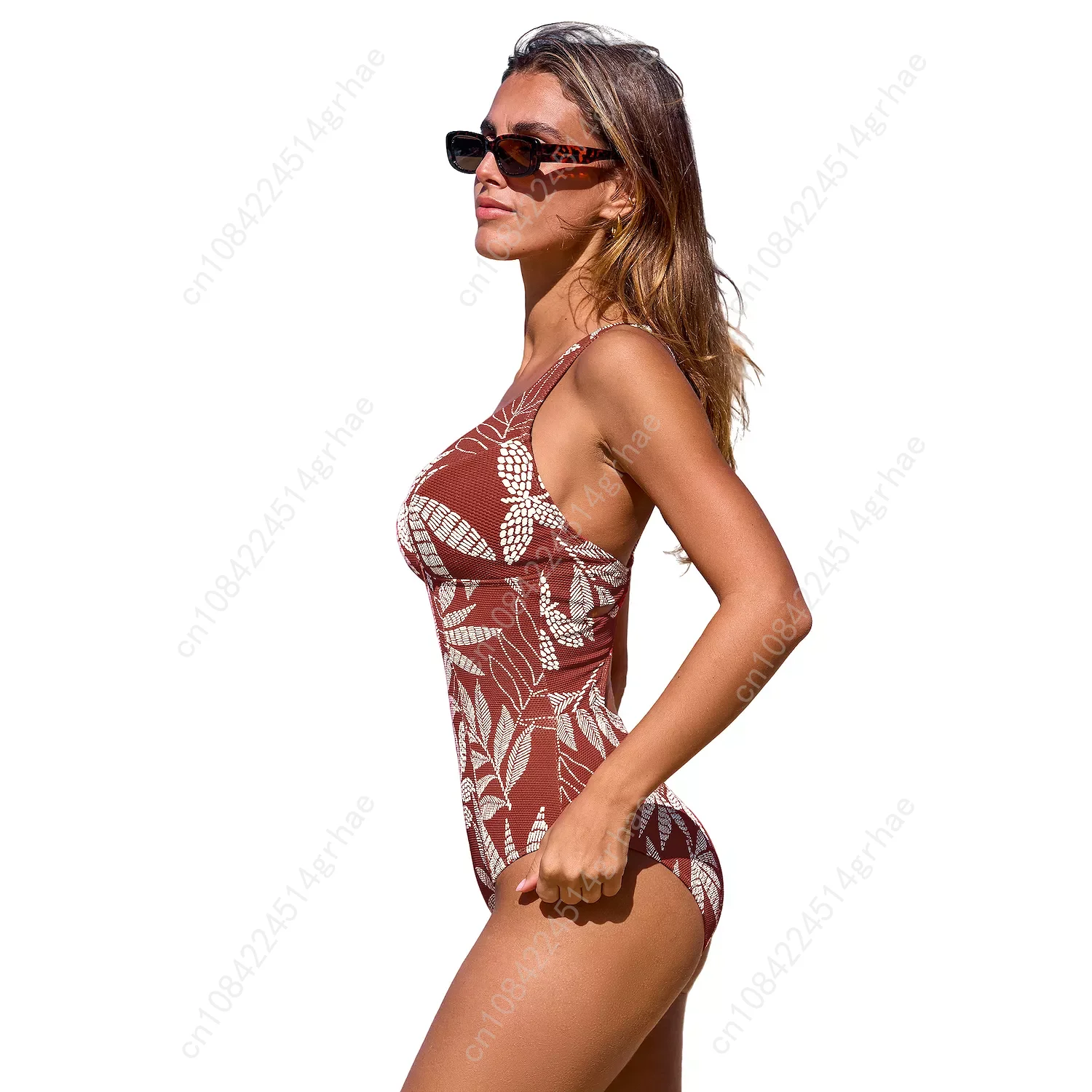 

Swimsuit Women Sling Swimsuits Swimwear Bikini Summer One Piece Swimsuit Deep V Neck Keyhole Cutout O Ring Textured Bathing Suit