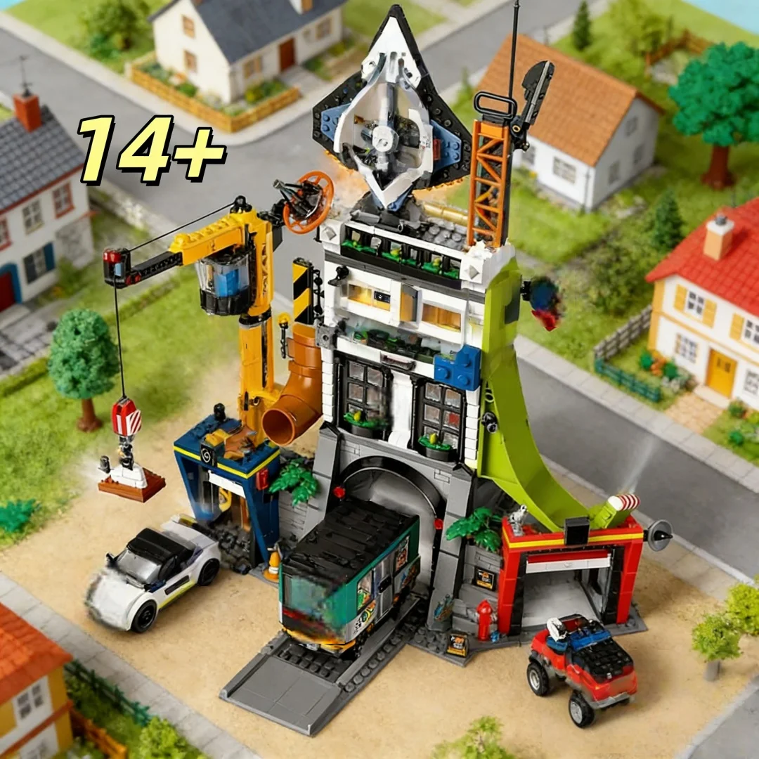 

Urban Crane & House Building Set, Challenging Build, Desktop Display Model, Gift for Adult Collectors