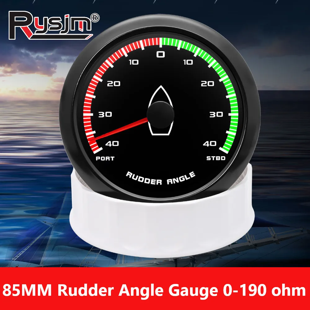 0-190 ohm Marine Boat 85MM Rudder Angle Gauge With Red Backlight Rudder Angle Indicator Sensor Waterproof Indicator 12V/24V ﻿