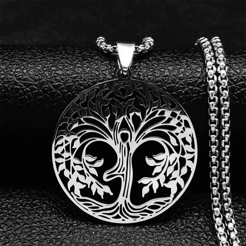 Hip-Hop Style Stainless Steel Tree Of Life Quality Personalized High-End Pendant Necklace For Men And Women Jewelry Accessories