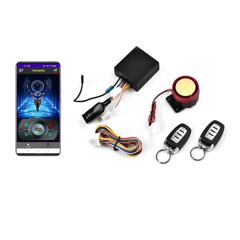 PKE Push Start/Stop Button Motorcycle Burglar Alarm Phone APP Central Controlled