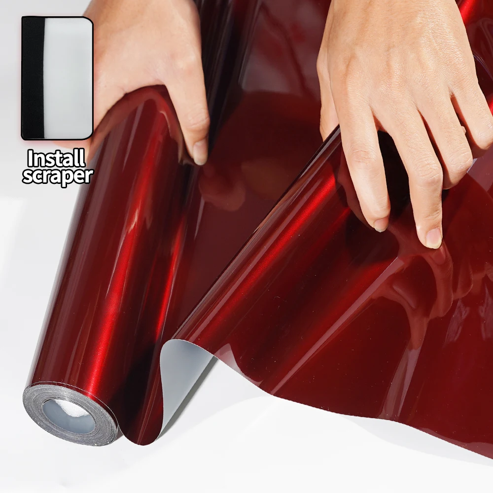 Auto-Folienaufkleber mit Luftfreisetzungstechnologie PET Flüssigmetall Drachenblut-Rot Auto-Vinylfolie Motorrad Auto-Dekor Zubehör