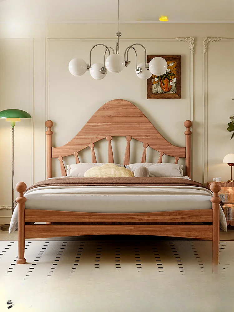 

American all solid wood bed Windsor French retro light luxury 1.8m 1.5m antique double master bedroom wedding