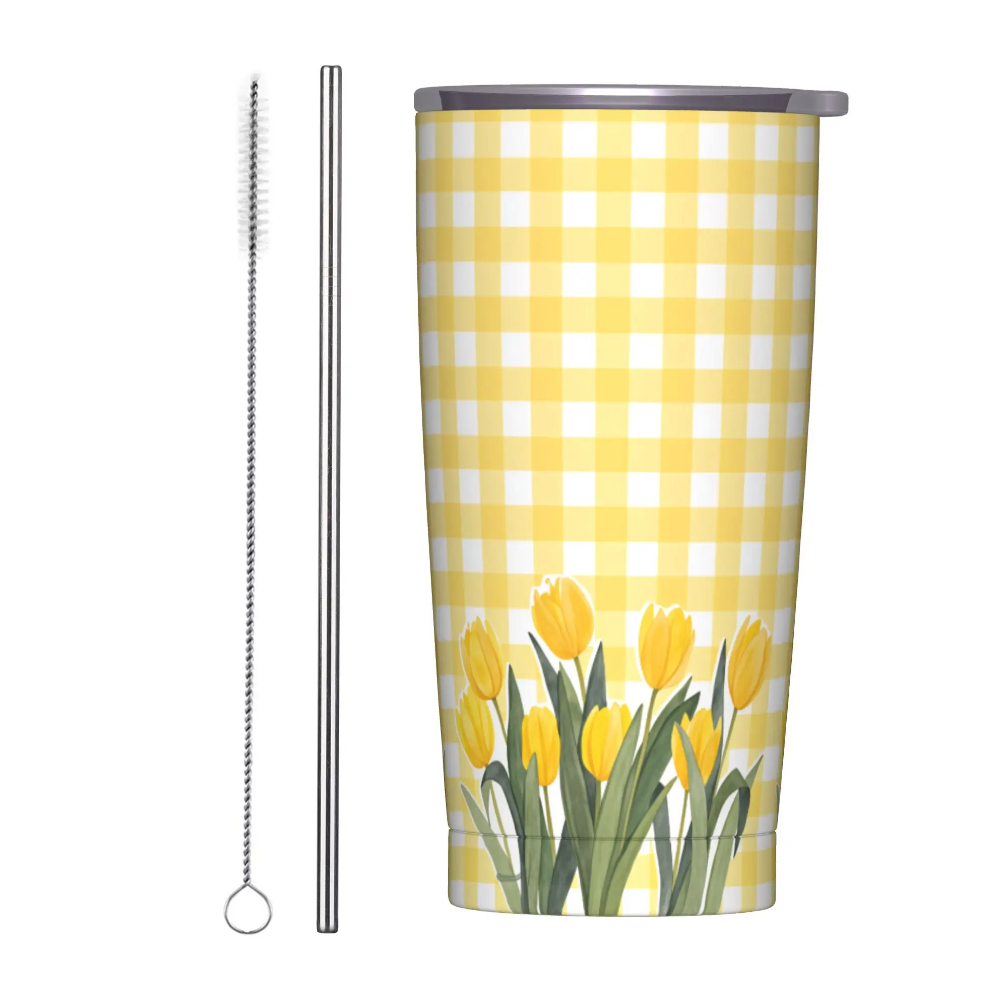 Yellow Tulip Bicycle And Hello Sunshine Tumbler  Keep Heat Cold and Hot Water Bottle Stainless Steel Travelist Thermal Cups,