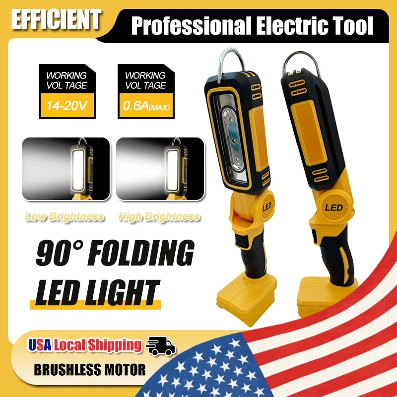 

Fit DEWALT 20V Lithium Battery 90 Degree Multifunctional Folding Work Light Portable Camping Light Emergency Flashlight
